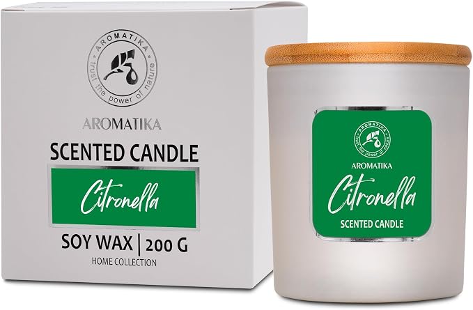 Scented Candle Citronella 200g - Aromatherapy Candle - Soy Wax Candles for Home Scented - Glass Candle Gift - Home Scented Candles - Aroma Freshener - Fresh Soy Wax Candle