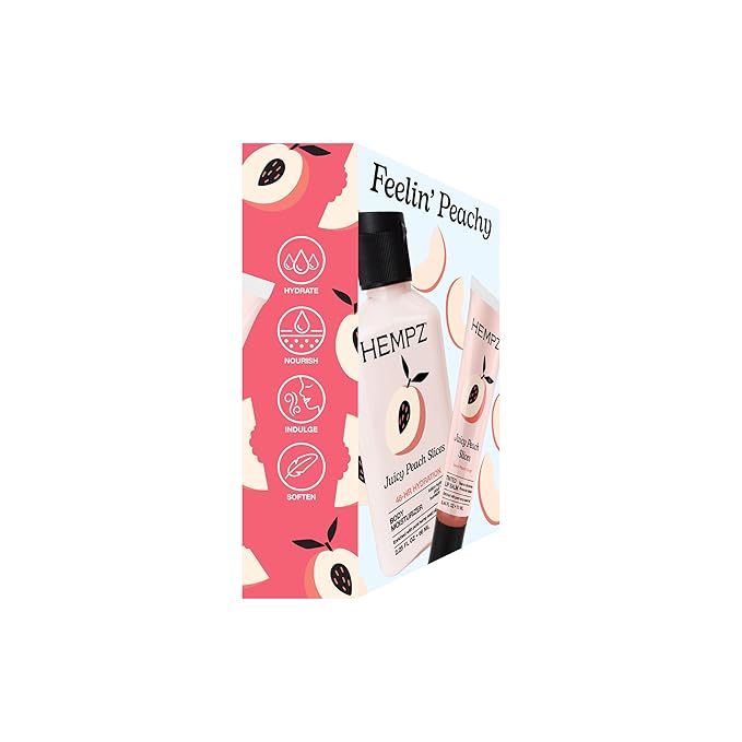 Hempz NEW Mini Peach Body Lotion and Lip Balm Set, Feelin' Peachy, 2 pack kit