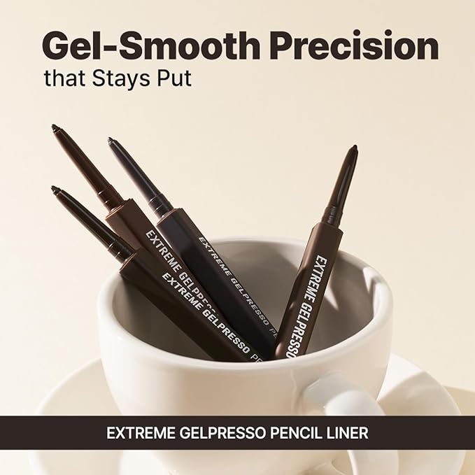 CLIO Extreme Gelpresso Pencil Eyeliner, Gel Smooth Waterproof Formula, One Swipe High Pigment Color, Smudge Resistant Long Wear, Creamy Glide, Blend Control, Defined Eye Precision (001 Black Brown)