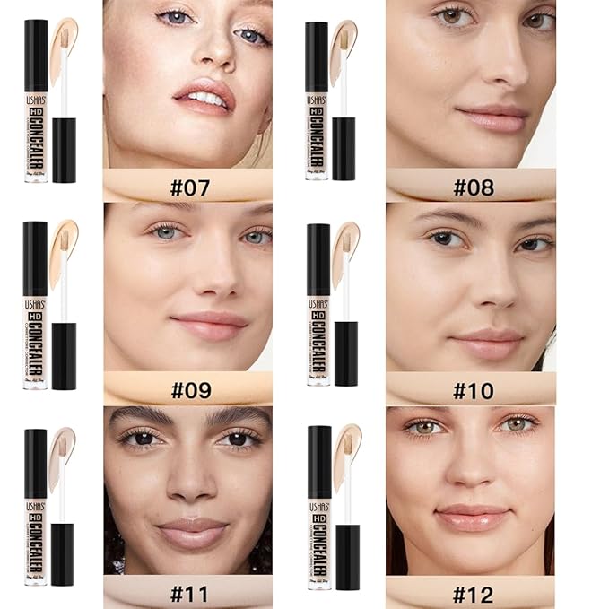 USHAS 2PCS Concealer Makeup, Lightweight, Full Coverage, Long Lasting, Conceals, Matte Liquid Foundation for Face, Eye, and Acne Scar Cover (S10, 2PCS)