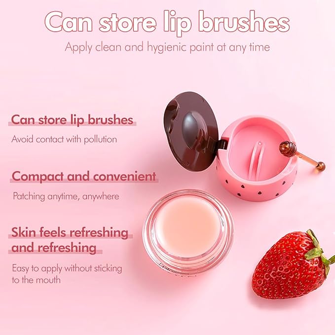 2 Packs Fruit Lip Balm, Moisturizing & Smoothing Lip, Hydrate Repair Prevent Dry Cracked Lip Sleeping Lip Mask, Effective Reduces Lip Lines Lip Care (Honey & Strawberry)