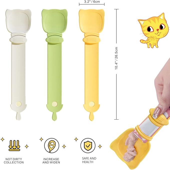 Idepet 4 Pcs Cat Strip Feeders Spoon,Cute Cats Treat Squeeze Spoons Pet Food Mixing Spoon Multifunctional Lickable Treat Feeding Dispenser for Cat Liquid Snack and Wet Food(Green&White&Yellow)