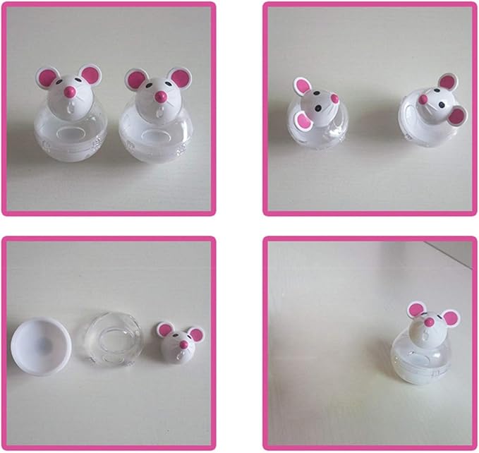 Interactive Toys for Cats, Play Cat Toy Pet Cat Kitten Mouse Shape Treat Holder Food Storage Dispenser Chew Play Toy for Indoor Cat and Kitten Exercise - Pink