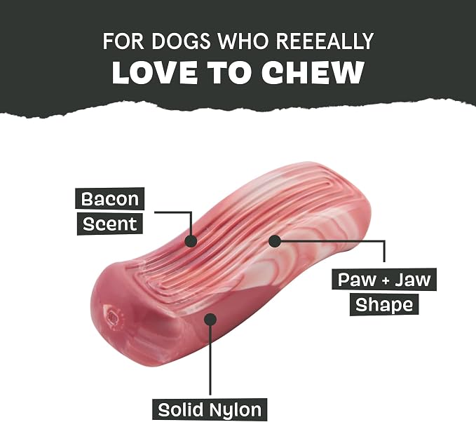 BarkBox Tough Break Bacon Dog Toy - Medium - Large