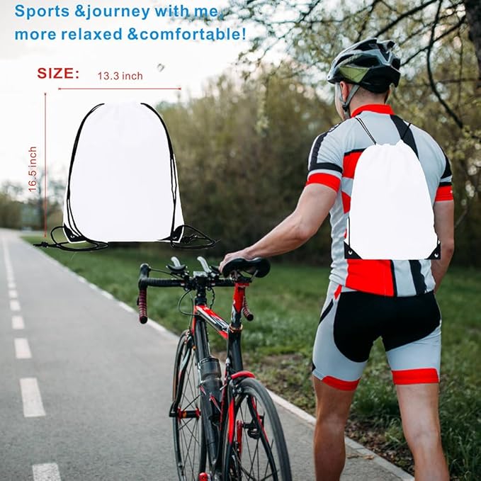 Drawstring Backpack Bulk 20 packs Draw String Backpack Bags DIY Gym Sports trip Traveling Yoga ride Pedestrianism Cinch Bag Sackpack Drawstring (white)