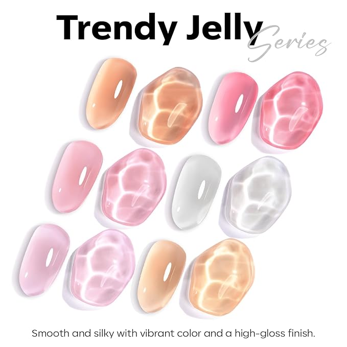 modelones Jelly Gel Nail Polish Black Sheer Neutral Translucent Black Gel Polish Soak Off U V LED Nail Lamp Glassy 15 ML