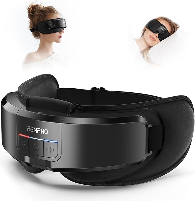 RENPHO Eyeris Shift Eye Massager for Migraines [2025 Upgraded], Heated Eye Massager & Sleep Mask for Relaxation, Birthday Gifts for Women/Men/Mom/Dad, Music Temple Fack Mask Massager, Improve Sleep
