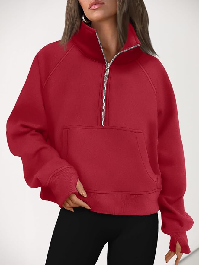 AUTOMET Womens Sweatshirts Half Zip Fleece Pullover Fall Outfits | Fall Fashion Clothes 2026,Cropped Sweatshirts,Cute Y2k Tops,Quarter Zipper Sweater,Winter Loungwear Outfits