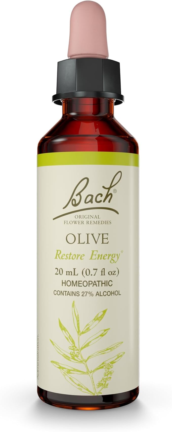 Bach Original Flower Remedies, Olive - Restore Energy - Natural Homeopathic Flower Essence for Emotional Balance - Vegan, Gluten Free, Sugar Free - 20mL Dropper