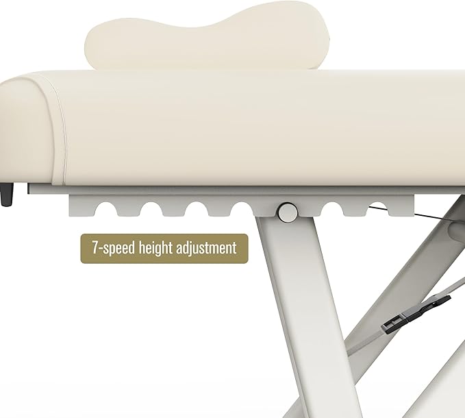 Heavy Duty Stationary Massage Table - Adjustable Massage Table With Adjustable Height & Fixed Backrest, Treatment Tables With PU Leather, C-Shaped Pillow and Sturdy Metal Frame Support Up to 1000LBS