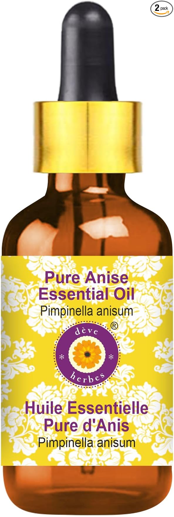 Deve Herbes Pure Anise Essential Oil (Pimpinella anisum) with Glass Dropper Steam Distilled 15ml (0.50 oz)