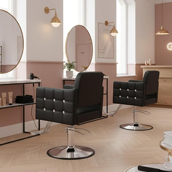 Salon Chair for Hair Stylist, Barber Hair Salon Styling Chair, Stylist Chairs with Hydraulic Pump, 360 Degrees Swivel, High-Density Foam & PU Leather for Beauty Braiding Chairs, Black