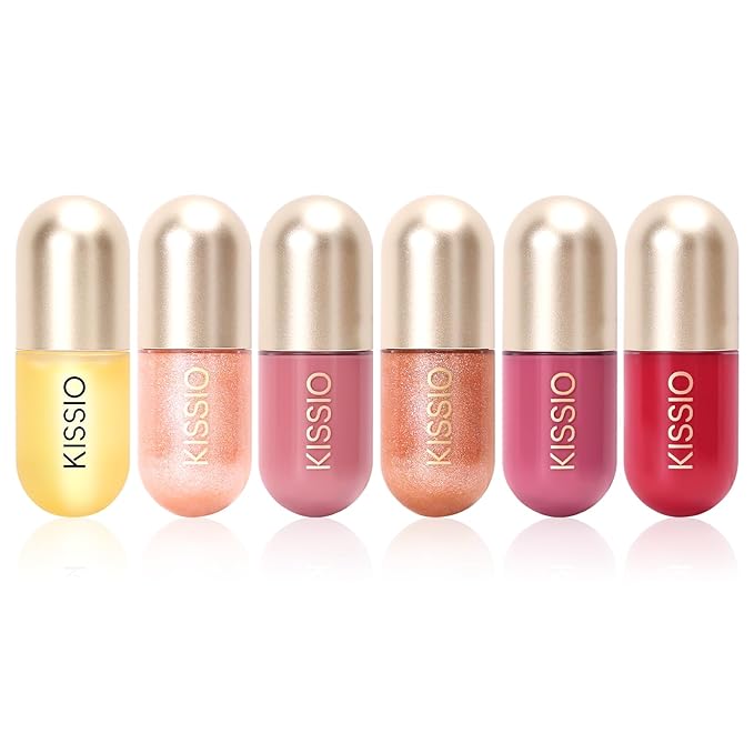 KISSIO Lip Plumper,Color Lip Plumper Gloss,Lip Enhancer,Plant Extracts Plumping Lip Serum,Moisturizing Lip Gloss for Fuller Lips and Hydrated Beauty Lips 5.5ml,04 Liqueur