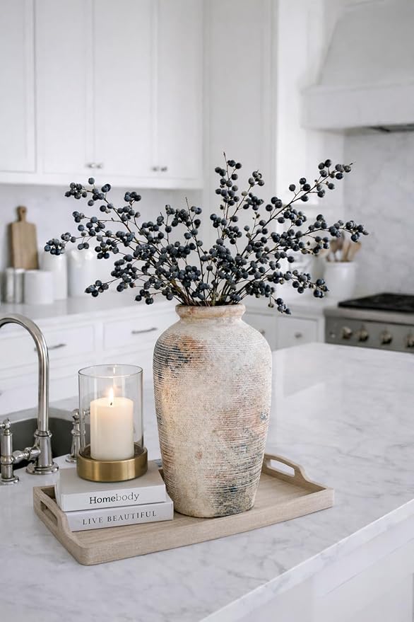 Emotionally Grounded Vase, Vaseking Large Ceramic Rustic Vase, 11 inch Minimalist Decorative Farmhouse Tall Vases for Home Decor, Living Room, Enterway, Table Decoration, Fired Terra Clay