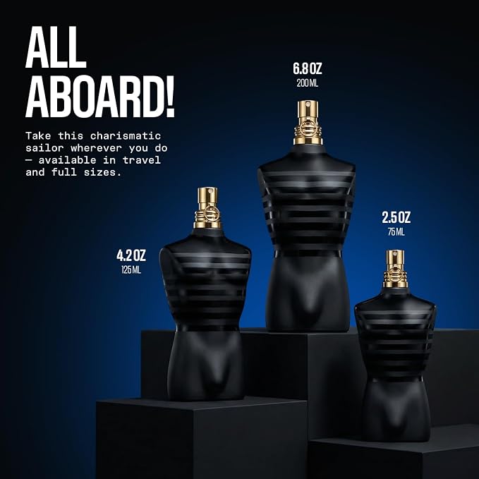 Jean Paul Gaultier Le Male Le Parfum - Amber Woody Eau de Parfum Intense for Men Fragrance - Cardamom, Lavender & Iris, Vanilla - Men's Perfume Spray, 6.8oz