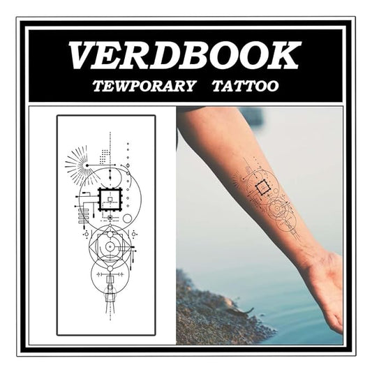 Waterproof Temporary Tattoos: 2-Sheet Tattoo Kit with Realistic Body Stickers, Semi-Permanent Tattoos for Adults Lasting 7-15 Days – Safe for Men & Women, Triad Echo