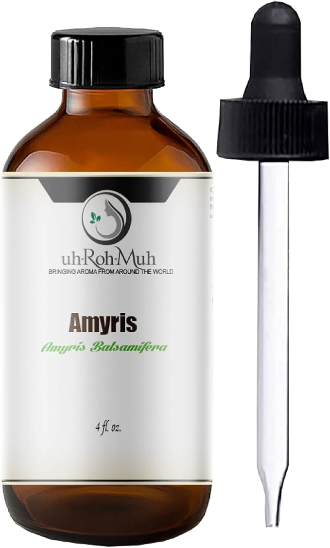 Amyris Essential Oil – 100% Natural Steam-Distilled Amyris Balsamifera Oil from Haiti – Warm Woody Balsamic Aroma for Diffusers, Candles, Perfumes, Massage Blends, Skincare & Aromatherapy – 4 fl oz