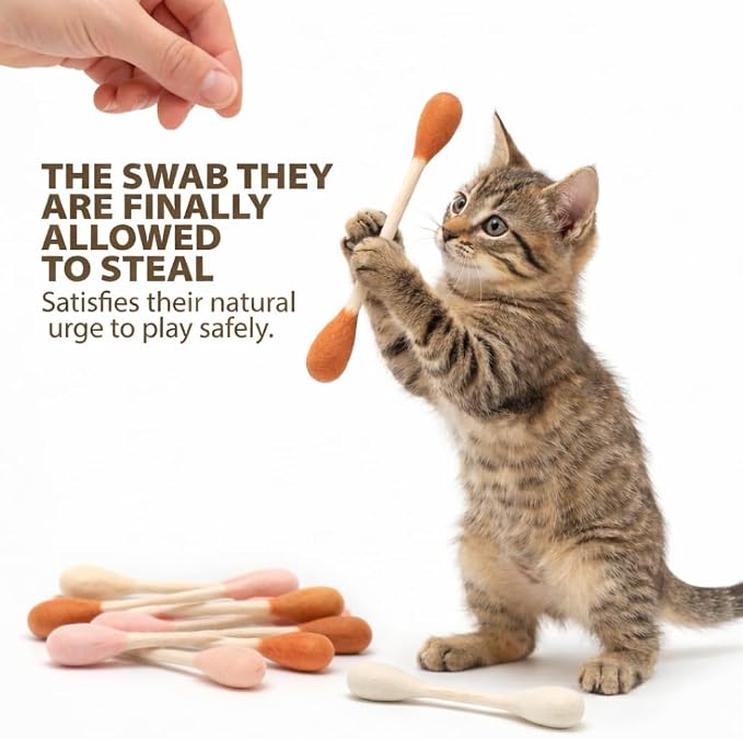 Glaciart One Swabs Cat Toys with Catnip - 6 Pk | Durable for Chew, Cute Cat Toys Interactive Kitty for Boredom, Exercise, & Play | Filled w/Organic Catnip for Anxiety & as Digestive Aid | Gift Idea