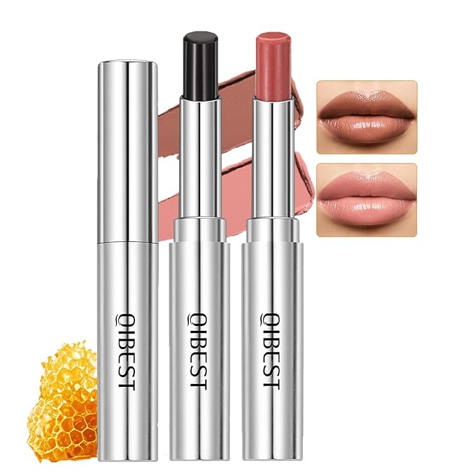 Dulele 2PCS Tinted Lip Balm Honey Lipstick Set, Black and Pink Honey Lipstick, Moisturizing Jelly lipstick Lip Care for Repairing Dry Lips