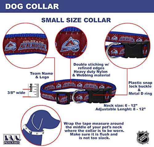 NHL Colorado Avalanche Collar for Dogs & Cats, Small. - Adjustable, Cute & Stylish! The Ultimate Hockey Fan Collar!