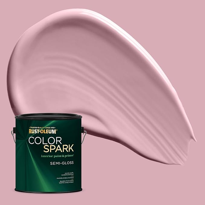 Rust-Oleum Color Spark Interior Paint and Primer in One, Semi-Gloss, Peony, 1 Gallon