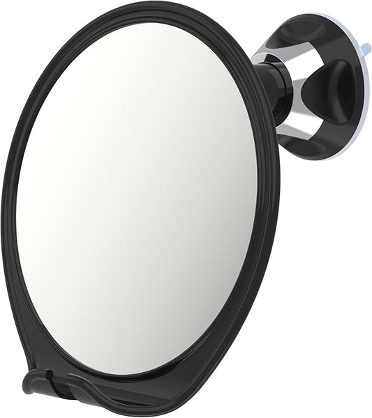 Luxo Shower Mirror, Shaving Mirror with a Razor Holder for Shower and Powerful Suction Cup - Shatterproof Shower Mirror fogless for Shaving, fogless Mirror for Shower (Black)