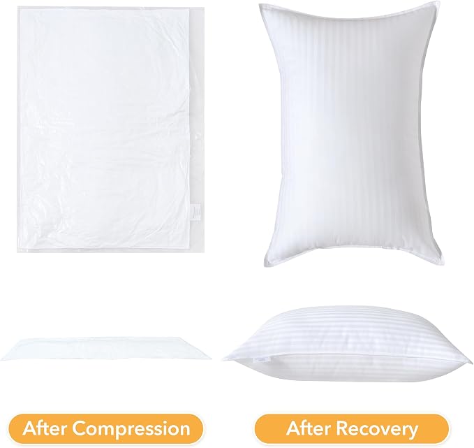 Oubonun Queen Size Pillows Set of 2, 20 x 30 Inch | Fluffy & Supportive Down Alternative Pillows with Zippered Cotton Cover - Breathable and Cool for All Sleeping Positions