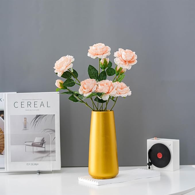 Simple Boho Ceramic Flower Vase for Home Decor (Gold,Super Big) | 10'' Modern Vase for Flower Plant Pampas Grass, Fit for Table Shelf Centerpieces, Living Room Kitchen Bedroom Wedding Gift