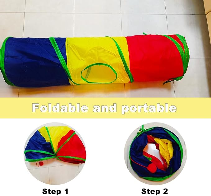 Cat Tunnel Tube Toys，Tunnels for Indoor Cats, 2 Way Foldable