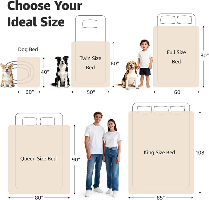 LOOBANI Waterproof Dog Blanket for Couch, Soft Couch Cover 50" x 60" Beige | Pet Blanket for Medium Large Dogs, Double Side Liquid-Proof, Reversible Flannel Bed Throw for Sofa, Travel, Hair Resistant
