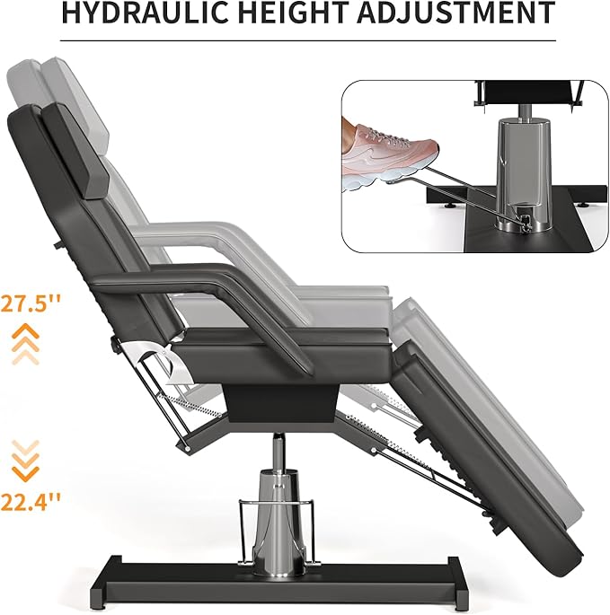 Hydraulic Tattoo Chair Bed for Client Spa Bed with Stool Height Adjustable Facial Beds for Esthetician Chair Aesthetic Treatment Table