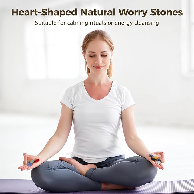 120 PCS Heart-Shaped Natural Stones, 0.8 in Crystal Stones Bulk, Assorted Gemstone Worry Rocks for Yoga Meditation, Pocket Carry, Jewelry DIY, Chakra Balancing, Wedding or Home Decor