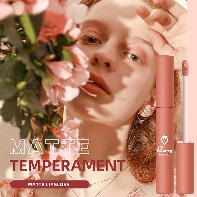 3Pcs Nude Matte Lip Lipstick, Velvet Smooth Crayon Lip Stain, Nude Lip Tint Long Lasting & Nourishing Lip Gloss Non-stick Cup Lipstick for Women Makeup (Set B, F)