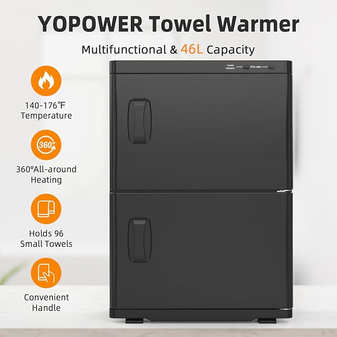 ADVWIN 46L Hot Towel Warmer Cabinet, Towel Warmer for Spa Salon, Professional Large Capacity Towel Double Cabinet for Bathroom, Esthetician