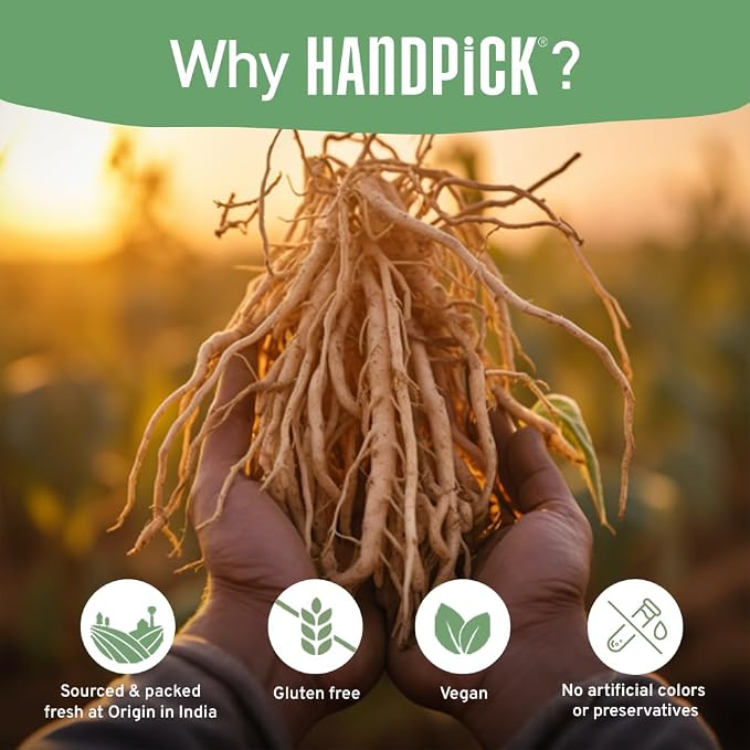 HANDPICK, Ashwagandha Root Tea (100 tea Bags) | Caffeine Free, Gluten Free | Packed in Ecofriendly Tea Bags