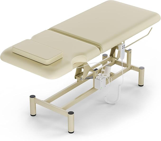 Olela 2 Motor Electric Massage Table, Professional Massage Table with Electric Adjustable Height & Backrest, Wide Treatment Tables with Metal Frame, PU Leather for Massage, Spa, Tattoo
