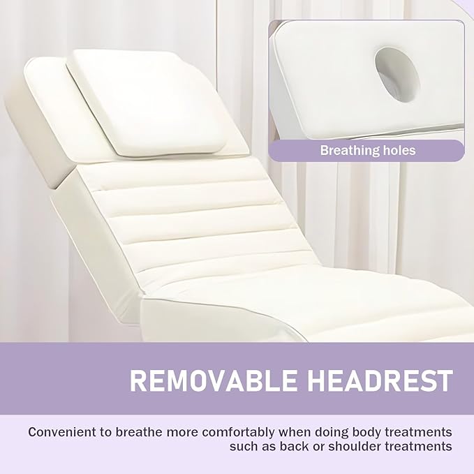 Electric Massage Table - Esthetician Bed with Futuristic Blue-Purple Light Base, Lash Bed Includes Multi-Angle and Height Adjustable, Foot Control, for Beauty Salon