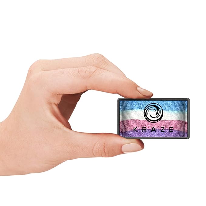 Kraze FX Dome Stroke - Unicorn Shimmer (25 gm), Professional 1-Stroke Split Cake, Hypoallergenic, Non-Toxic, Water Activated Face & Body Painting Makeup Supplies for Sensitive Skin, Kid Safe, Adults