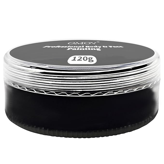 Black Face Paint 120g (4.23 0z) Non-Toxic,Water Activated Face Painting Kit for Kids Adults,SFX Makeup Large Capacity Facepaint Palette for Halloween, Cosplay,Theater Party,Skull Joker Special Effects