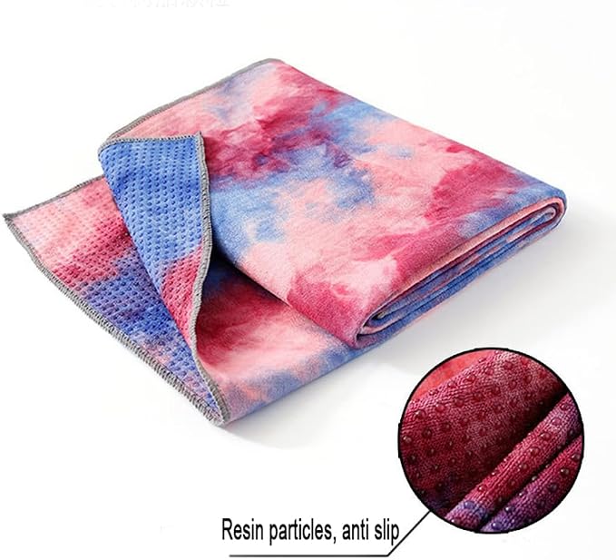Yoga Towel for Yoga Mat, Non Slip Mat Cover for Hot Yoga, Washable Microfiber Light Weight (Pink)