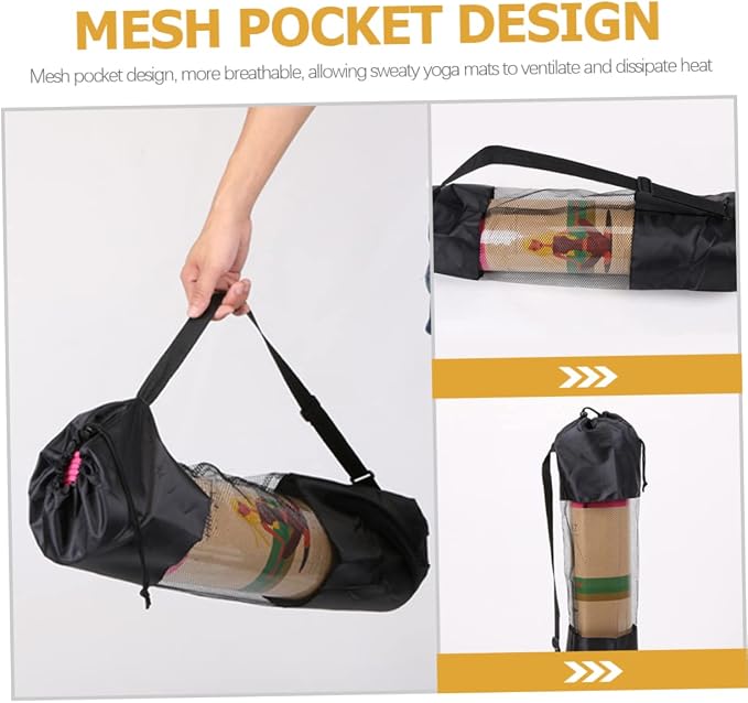 Kisangel Yoga Mat Carrying Bag Mesh Design with Adjustable Shoulder Strap Large Breathable Storage for 35.43X9.84 Inch Yoga Mats 2-Pack