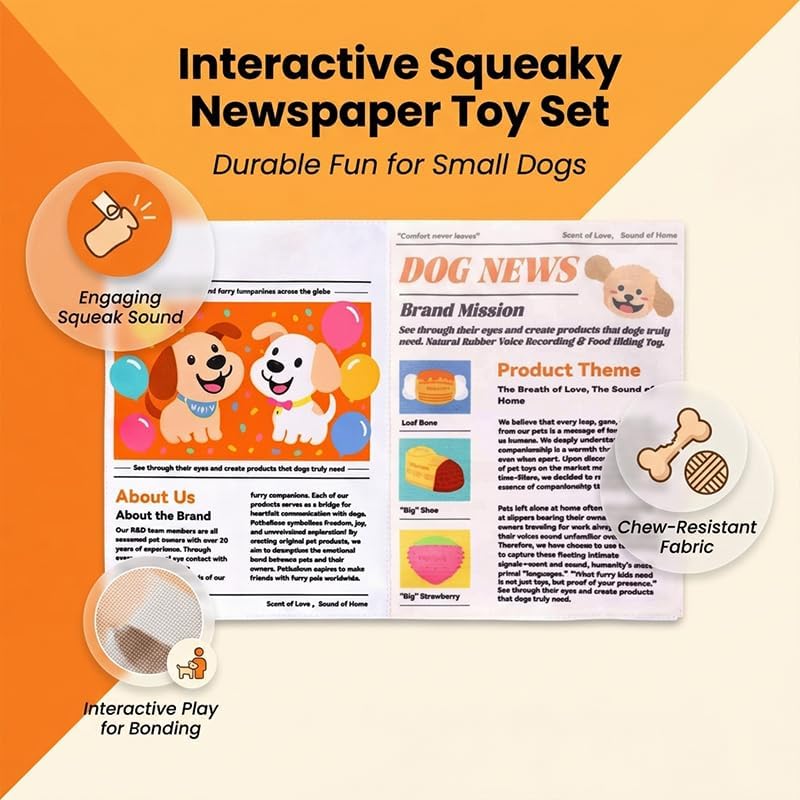 2 Pack Newspaper Dog Toy Crinkle Dog Toy with Durable Oxford Fabric 3 Sets