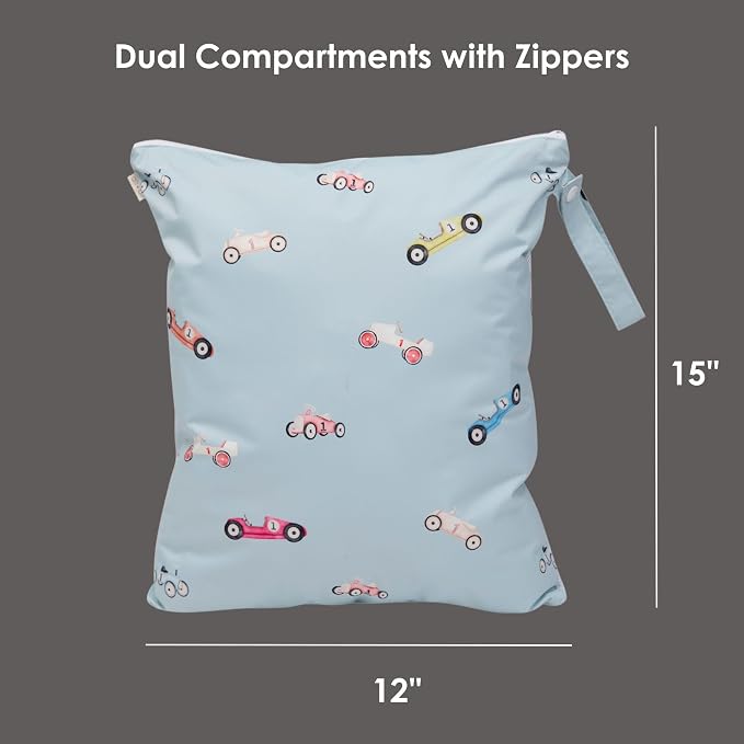 Ali+Oli Wet Dry Bag, Dual Compartment, Water Resistant, Baby Gear | Swimwear storage, Stroller attachment, Daycare essentials, Clothing separation, Travel organization, Reusable