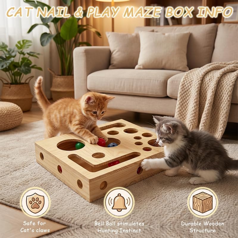 2026 New Cat Scratch Puzzle Enrichment Box, Cat Nail File Box with Sandpaper Inside, Toy Gift for a Cats that Hates Having Its Nails Trimmed, Stress-Free Alternative to Trimming Nails