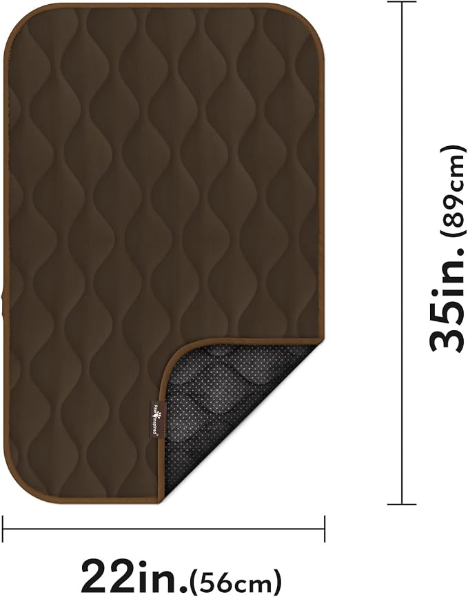 Paw Inspired Washable Padded Crate Mats for Dogs, Dark Brown, 35x22 Inch | Fits 36-inch Kennels, Leakproof, Waterproof Bottom, Plush Dog Pad, Pet Bed