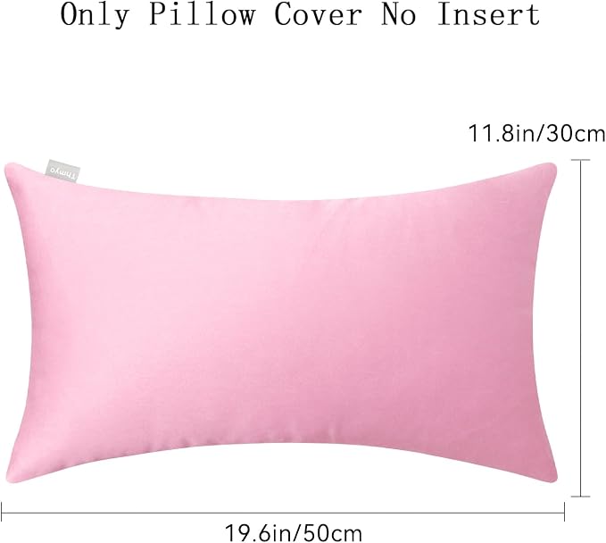 Thmyo 4-Pack 100% Cotton Lumbar Comfortable Solid Decorative Throw Pillow Covers Rectangle Cushion Cover Sublimation Blank DIY Pillowcases for Sofa(Only Covers,No Pillows)(12x20inch/30x50cm,Pink)