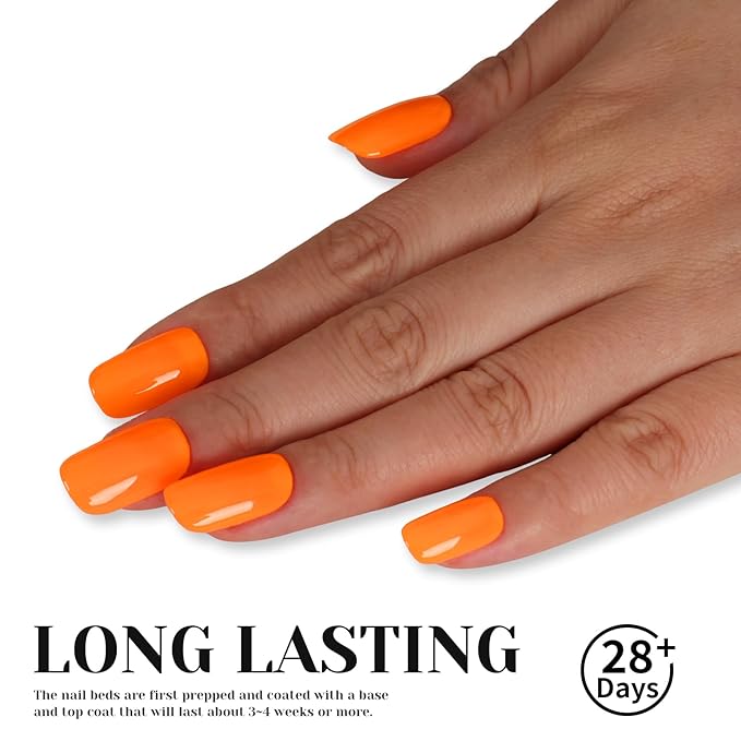 Orange Neon Gel Polish,15ml UV/LED Soak Off Bright Orange Gel Nail Polish Kit for Manicure Salon or DIY Nail Art at Home,Summer Holiday Color Gel - GP0085