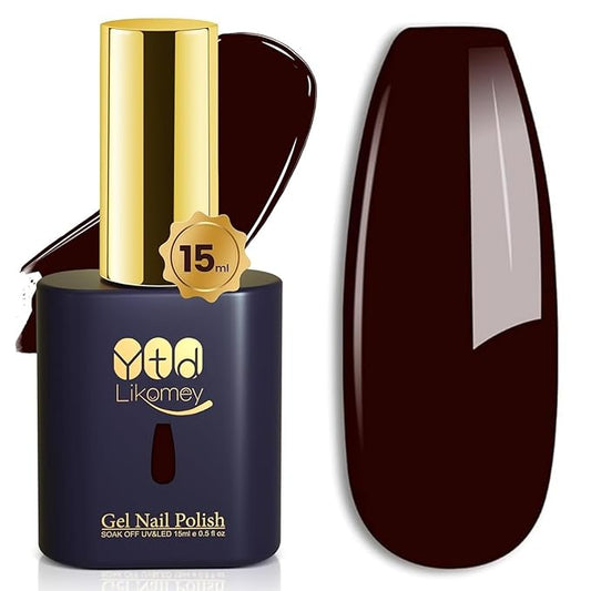 YTD Likomey Dark Maroon Red Gel Nail Polish,15ml Salon Home DIY Manicure and Pedicure Fall Winter UV Color Varnish,CS414