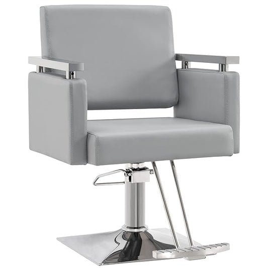 BarberPub Classic Hydraulic Barber Chair Styling Salon Chair for Hair Stylist Beauty Spa Equipment 8808 (Grey)