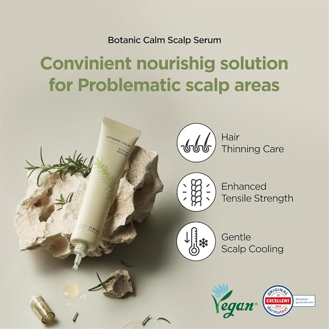 AMOS PROFESSIONAL Botanic Calm Scalp Serum l Vegan Scalp & Hair Strengthening Treatment with Rosemary and Biotin for All Hair Types, 2.7 fl. oz.